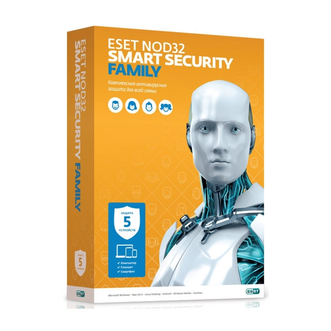 Антивирус Eset NOD32 Smart Security Family NOD32-ESM-NS(BOX)-1-5 KZ (Первичная лицензия)