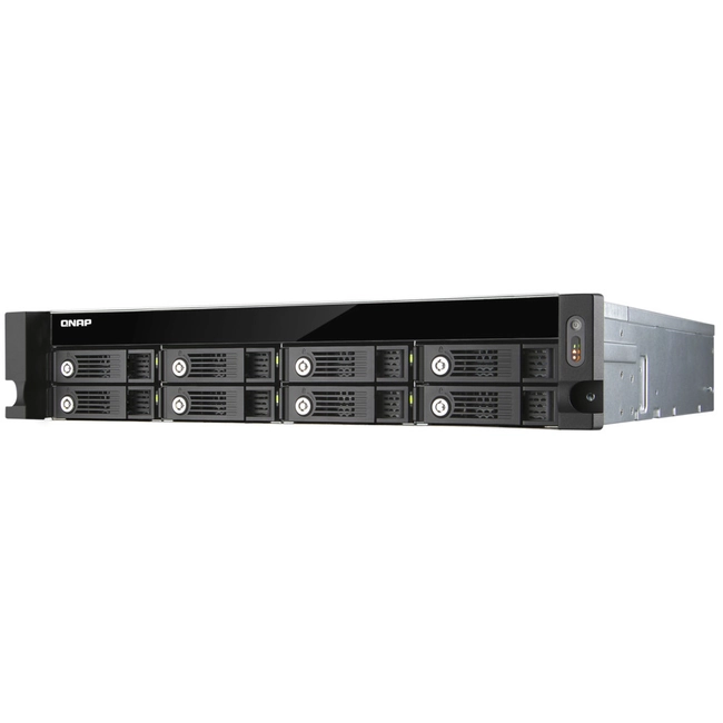 Дисковая системы хранения данных СХД Qnap Сетевой RAID-накопитель, 8 отсеков для HDD, стоечное исполнение, два блока питания. Четырехъядерный Intel Celeron J1900 2,0 ГГц, 4ГБ. TS-853U-RP (Rack)