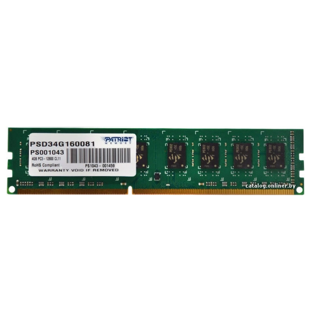 ОЗУ Crucial 4GB PC12800 DDR3 PSD34G160081 (DIMM, DDR3, 4 Гб, 1600 МГц)