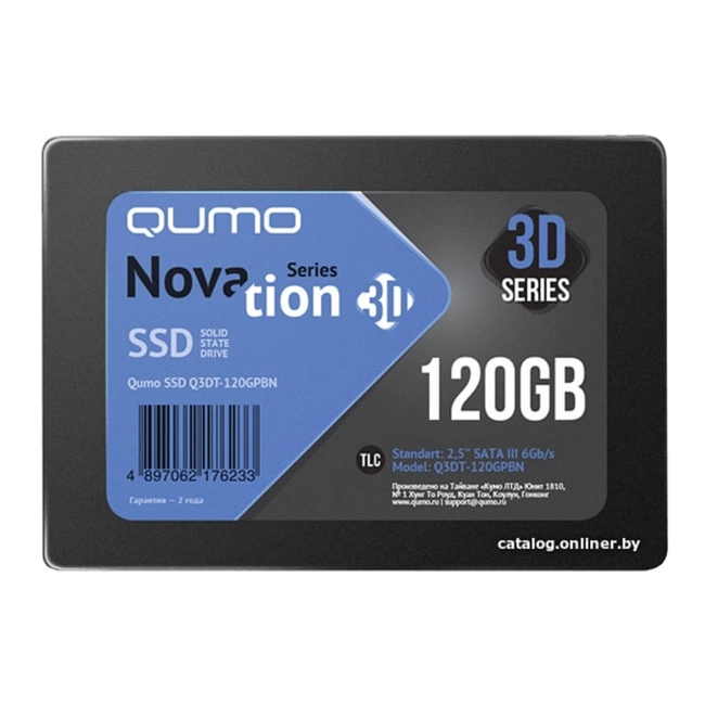 Внутренний жесткий диск Qumo SSD 120GB QM Novation Q3DT-120GPBN (SSD (твердотельные), 120 ГБ, 2.5 дюйма, SATA)