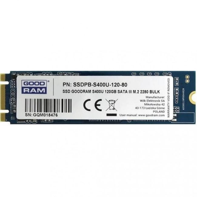 Внутренний жесткий диск GoodRam SSD S400U 120GB SATA III M.2 2280 RETAIL SSDPR-S400U-120-80 (SSD (твердотельные), 120 ГБ, M.2, SATA)