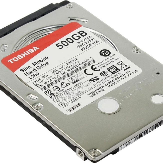 Внутренний жесткий диск Toshiba L200 Slim HDWK105UZSVA (HDD (классические), 500 ГБ, 2.5 дюйма, SATA)