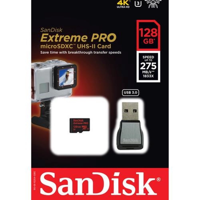 Флеш (Flash) карты SanDisk Extreme PRO microSDXC UHS-II SDSQXPJ-128G-GN6M3
