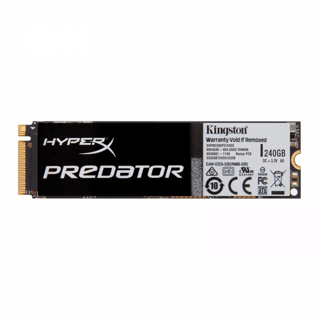Внутренний жесткий диск Kingston HyperX Predator SHPM2280P2H/240G (SSD (твердотельные), 240 ГБ, PCIe, PCIe)