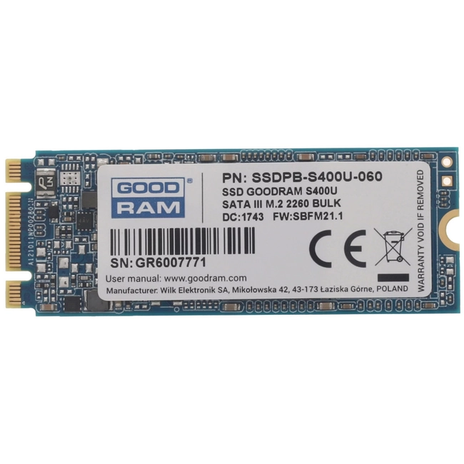 Внутренний жесткий диск GoodRam S400U SSDPB-S400U-120-60 (SSD (твердотельные), 120 ГБ, M.2, SATA)