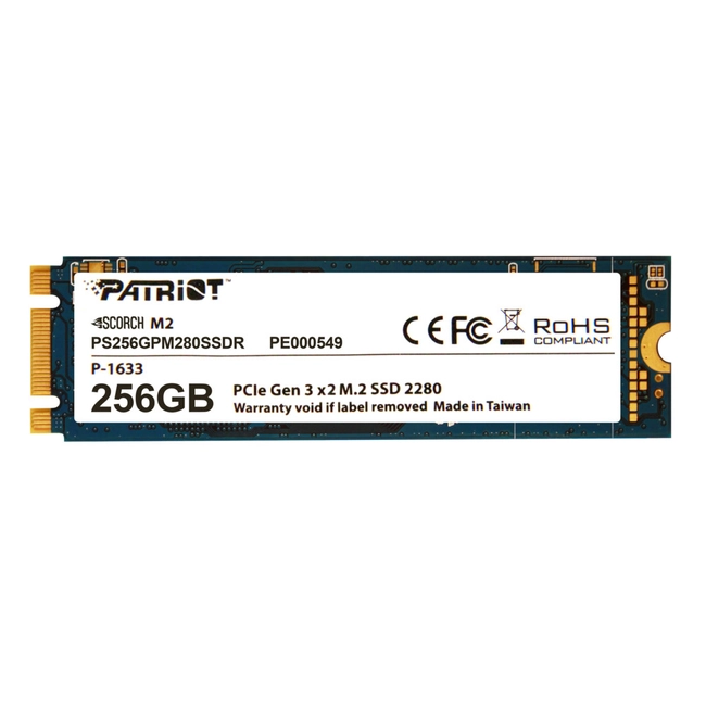 Внутренний жесткий диск Patriot Scorch PS256GPM280SSDR (SSD (твердотельные), 256 ГБ, M.2, PCIe)