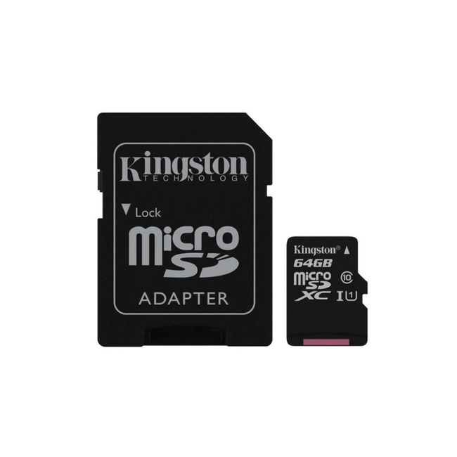 Флеш (Flash) карты Kingston microSDXC Canvas Select 64GB + SD Adapter SDCS/64GB (64 ГБ)
