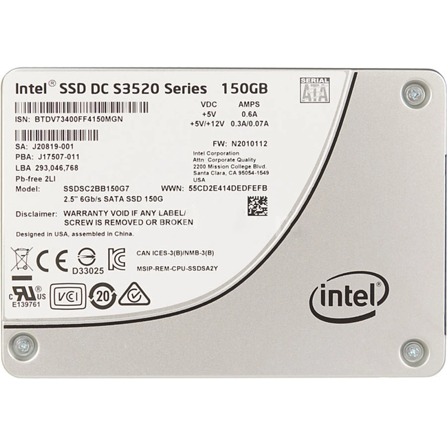 Внутренний жесткий диск Intel DC S3520 SSDSC2BB150G701 SSDSC2BB150G701 950053 (SSD (твердотельные), 150 ГБ, 2.5 дюйма, SATA)