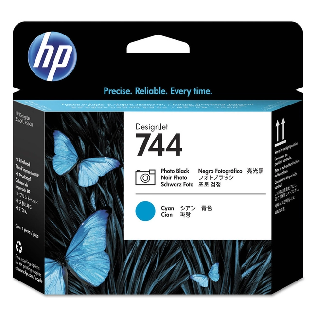 Струйный картридж HP 744, Печатающая головка HP DesignJet, Черная для фотопечати/Голубая F9J86A