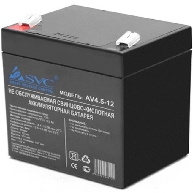 Сменные аккумуляторы АКБ для ИБП SVC Батарея 12В 4.5 Ач 00599 (12 В)