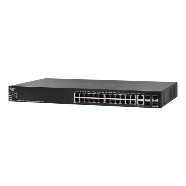 Коммутатор Cisco SG550X-24P-K9-EU (1000 Base-TX (1000 мбит/с), 2 SFP порта)