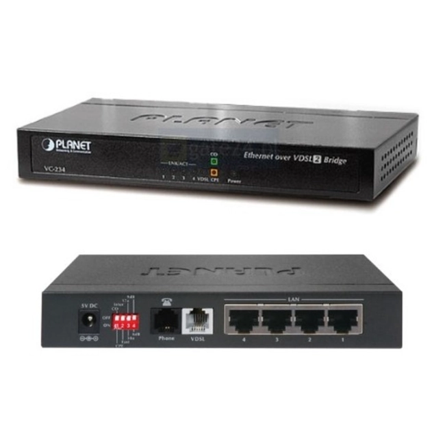 Медиаконвертор Planet 100/100 Mbps Ethernet (4-Port LAN) to VDSL2 Bridge - 30a profile VC-234